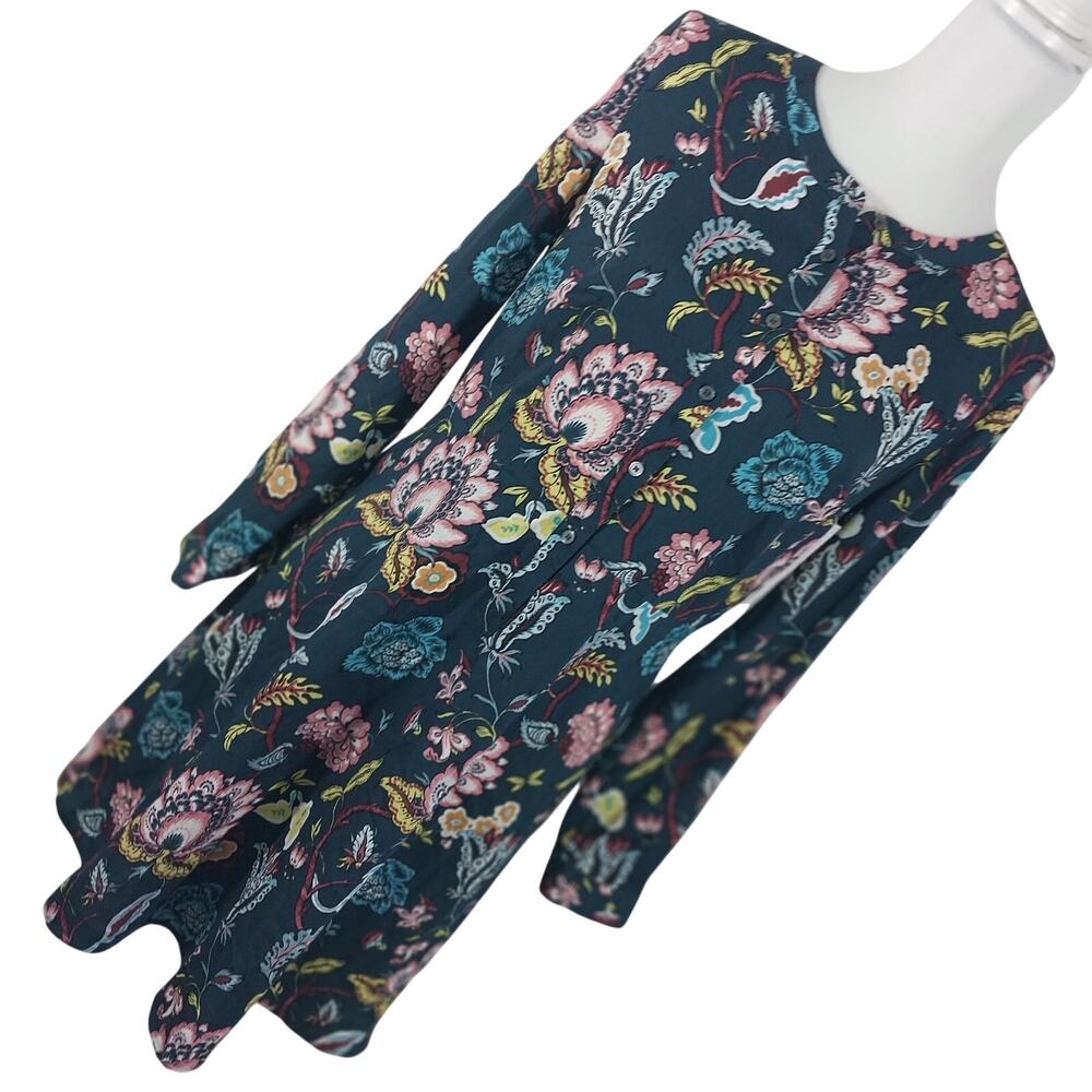 ANN TAYLOR LOFT! ROMANTIC GARDEN FLORAL- GREEN W/PASTELS, LIGHTWEIGHT DRESS! 10P